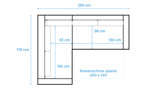 Duży narożnik, prawy, półka w prawym, LUSSO, 230x179x75 cm, szary, czarny na Arena.pl