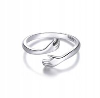 PIERŚCIONEK REGULOWANY SREBRNY UŚCISK DŁONIE PRZYTULENIE P 925 + GRATIS!