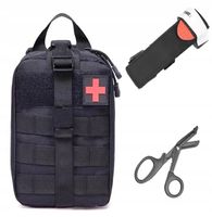 POJEMNA APTECZKA TAKTYCZNA ŁADOWNICA MOLLE CZARNA IFAK + NOŻYCE + STAZA