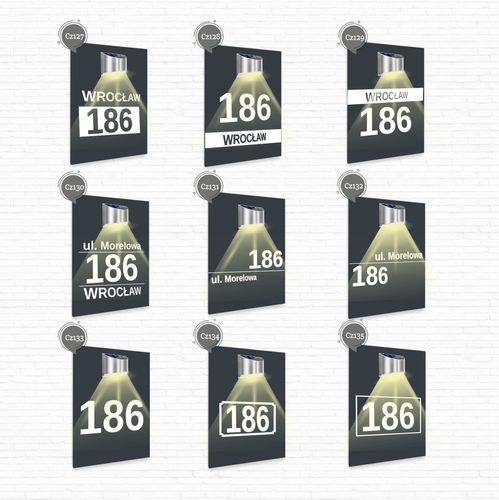 antracyt TABLICZKA lampka solarna ADRESOWA dibond dużo wzorów 30x20 cm na Arena.pl