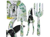 Zestaw narzędzi ogrodowych 3szt łopatka sekator widełki zielone liście