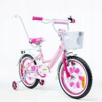 Różowy rowerek dziecięcy 16" dla dziewczynki z koszykiem i kółkami bocznymi