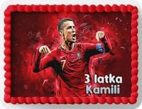 PROSTOKĄTNY OPŁATEK NA TORT A4 20x29CM - RONALDO PIŁKA + IMIĘ