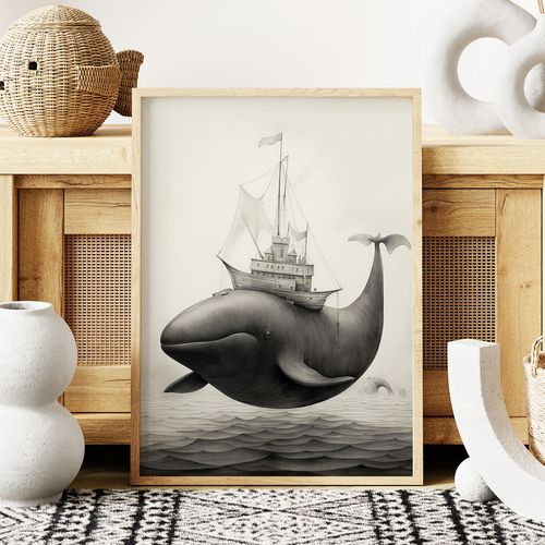 Plakat wieloryb statek 29,7x42 cm A3 na Arena.pl