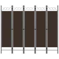Parawan 5-panelowy, brązowy, 200 x 180 cm