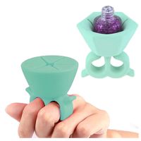 Uchwyt na lakier do paznokci w formie pierścionek na klej do rzęs TURKUSOWY