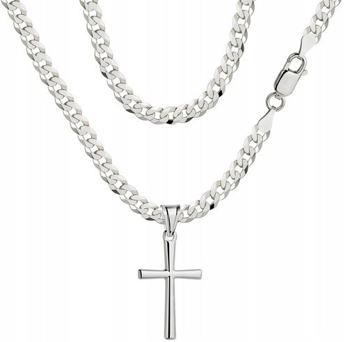 Łańcuszek Srebrny Męski Pancerka Pełny 3,80 mm z Krzyżykiem Grawer Gratis na Arena.pl