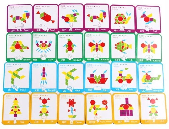 Puzzle Drewniane Układanka Montessori Mozaika XXL Klocki Drewniane 155elem. zdjęcie 14