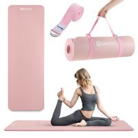 Mata do ćwiczeń HyperMotion NBR 183 x 61 x 1,5 cm różowa z paskiem