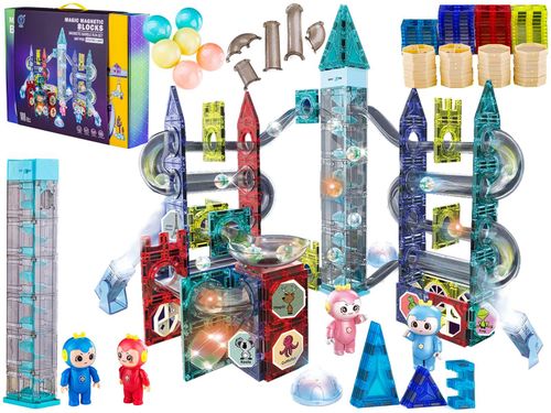 Świecące Klocki Magnetyczne, Tor Kulkowy Dla Kulek 167 Elementów Kulodrom na Arena.pl