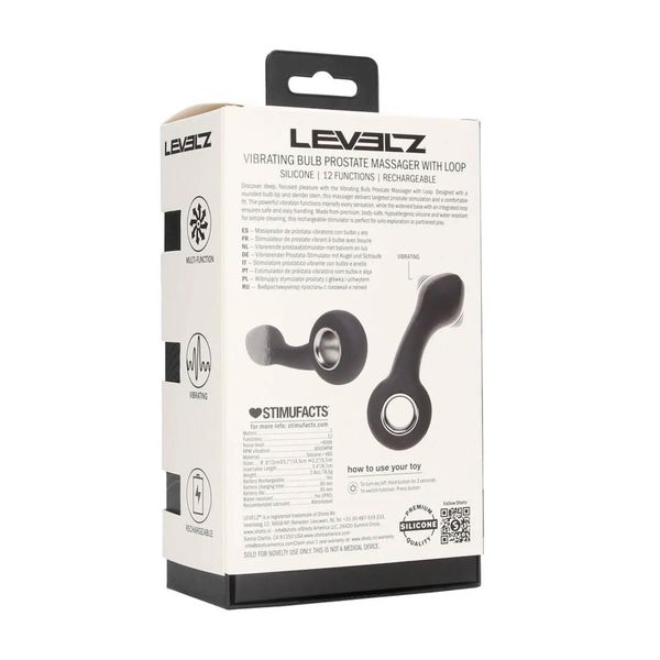 Vibrating Bulb Silicone Prostate Massager With Loop - Black zdjęcie 3
