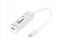 HUB/Koncentrator DIGITUS 3-portowy OTG USB Typ C czytnik kart SD/Micro SD