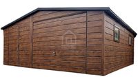 Garaż blaszany 6X6m brama uchylna drzwi 2x okno dach dwuspad rynny PLG240