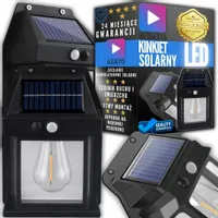 Lampa Solarna Kinkiet Zewnętrzna Elewacyjna LED + Żarówka Czujnik Zmierzchu