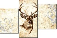 60 90CM OBRAZ 3 ELEM GŁOWA JELENIA ŚCIENNY DRUK PŁÓTNO
