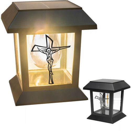 LAMPION NA GRÓB Statuetka NA Cmentarz Z KRZYŻEM ZNICZ SOLARNY LED na Arena.pl