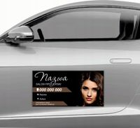 MAGNES na samochód reklamowy MATA MAGNETYCZNA 30x60 SALON FRYZJERSKI NAZWA