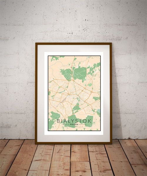 Białystok, Polska mapa kolorowa - plakat 59,4x84,1 cm zdjęcie 2