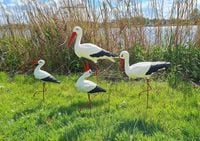 Figura ozdobna RODZINA BOCIANÓW ogrodowa