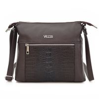 VEZZE torebka damska skórzana listonoszka kroko z paskiem V022 c.brązowa