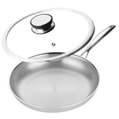 Profesjonalna patelnia stalowa Amitsu 28 cm z pokrywką Na indukcje Na gaz