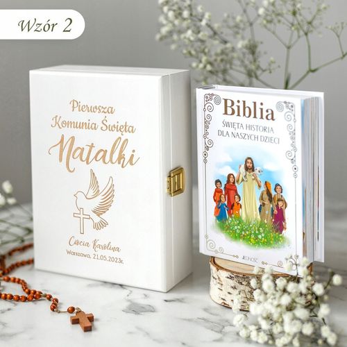 BIBLIA NA KOMUNIĘ PAMIĄTKA PIERWSZEJ KOMUNII ŚWIĘTEJ PREZENT NA KOMUNIĘ na Arena.pl