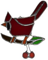 Ptak Kardynał szkło witrażowe zawieszka dekoracja prezent