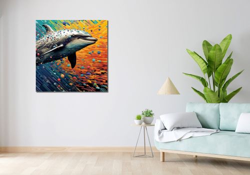 Obraz 90x90cm Delfin w Palecie Barw na Arena.pl