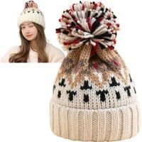 CZAPKA ZIMOWA DAMSKA Z POMPONEM BEANIE OCIEPLANA