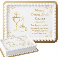 OPŁATEK NA TORT PROSTOKĄTNY 28,7x20cm - NA PIERWSZĄ KOMUNIE ŚWIĘTĄ + NAPIS