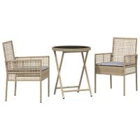Zestaw Bistro Ogrodowego 3 pcs Beżowy Polirattan