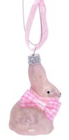 Królik szklany różowy zawieszka