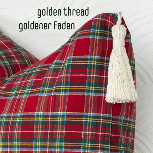 Poszewka Świąteczna KRATA CZERWONA Boże Narodzenie Chwosty 40x40cm na Arena.pl