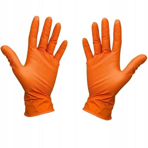 RĘKAWICE ochronne NITRYLOWE GRIPZZLY GRIPY ZARYS pomarańczowe roz.L 50 na Arena.pl