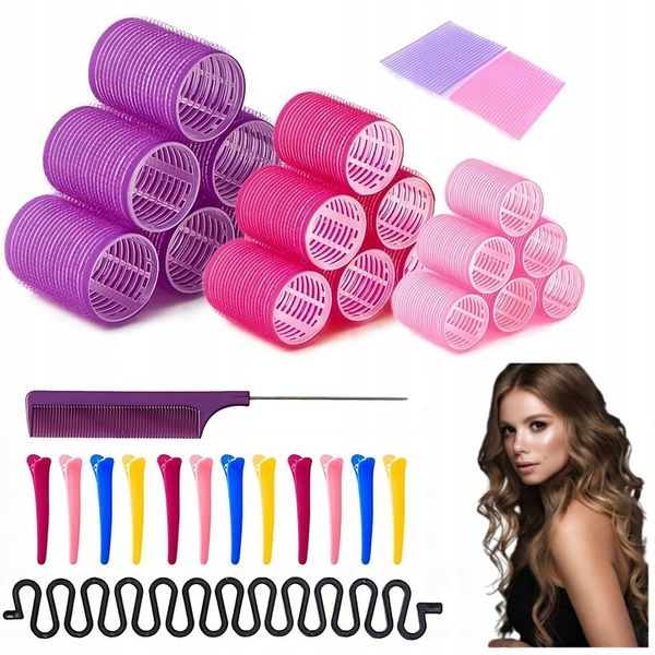 ZESTAW WAŁKI DO WŁOSÓW NA RZEPY DUŻO WAŁKÓW - 34 ELEMENTY zdjęcie 1