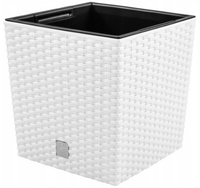 PROSPERPLAST Doniczka rattanowa biała + wkład mrozoodporna 26,2 x 26,6 cm