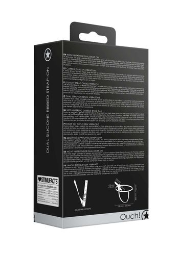 Ouch! - Dual Silicone Ribbed Strap-On - Adjustable - Black na Arena.pl