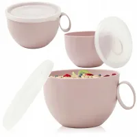 KUBEK NA JOGURT MUSLI OWSIANKĘ 500 ML POJEMNIK PLASTIKOWY Z POKRYWKĄ RÓŻOWY