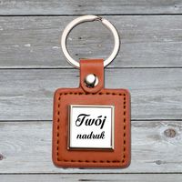Brelok z brązowej skóry i metalu z Twoim zdjęciem