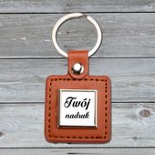 Brelok z brązowej skóry i metalu z Twoim zdjęciem