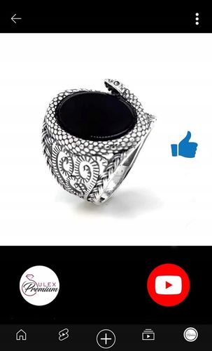 Sygnet srebrny Wąż pr. 925 Pierścień z Owalnym Onyksem i wężem | r. 20 na Arena.pl