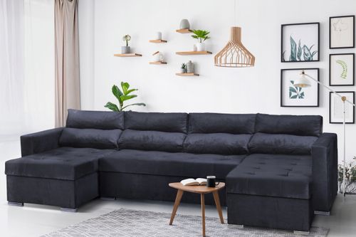 Narożnik Varius BIG rozkładany f spania pojemniki Family meble złoty żółty na Arena.pl