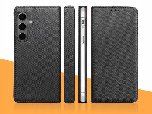 ETUI Z KLAPKĄ DO SAMSUNG GALAXY S24 CZARNE ZAMYKANE MAGNETYCZNE + SZKŁO 9H na Arena.pl