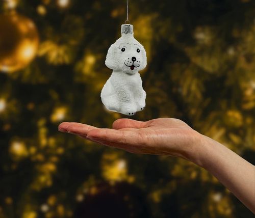 Bombka choinkowa szklana: Piesek z futerkiem na Arena.pl