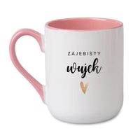 KUBEK "ZAJEBISTY WUJEK" Wzór - Elegant Coffee Różowy 330 ml