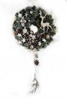 Wianek świąteczny Boże Narodzenie renifer odcienie bieli srebra