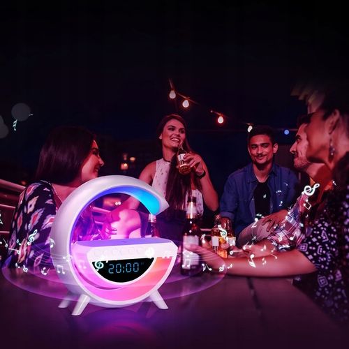 Lampka nocna biurkowa 6w1 | Zegar | Budzik | Radio | Ładowarka | Głośnik na Arena.pl