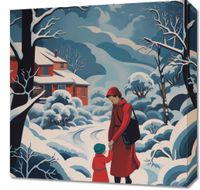 Obraz 50x50cm Matka i Dziecko w Śnieżnej Krainie