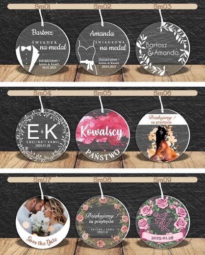 MEDAL z PLEXI nadrukiem UV PODZIĘKOWANIE DLA GOŚCI NA WESELE TWÓJ NAPIS na Arena.pl