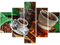 70 100CM OBRAZ 5 ELEM KAWA NATURALNA DRUK PŁÓTNO